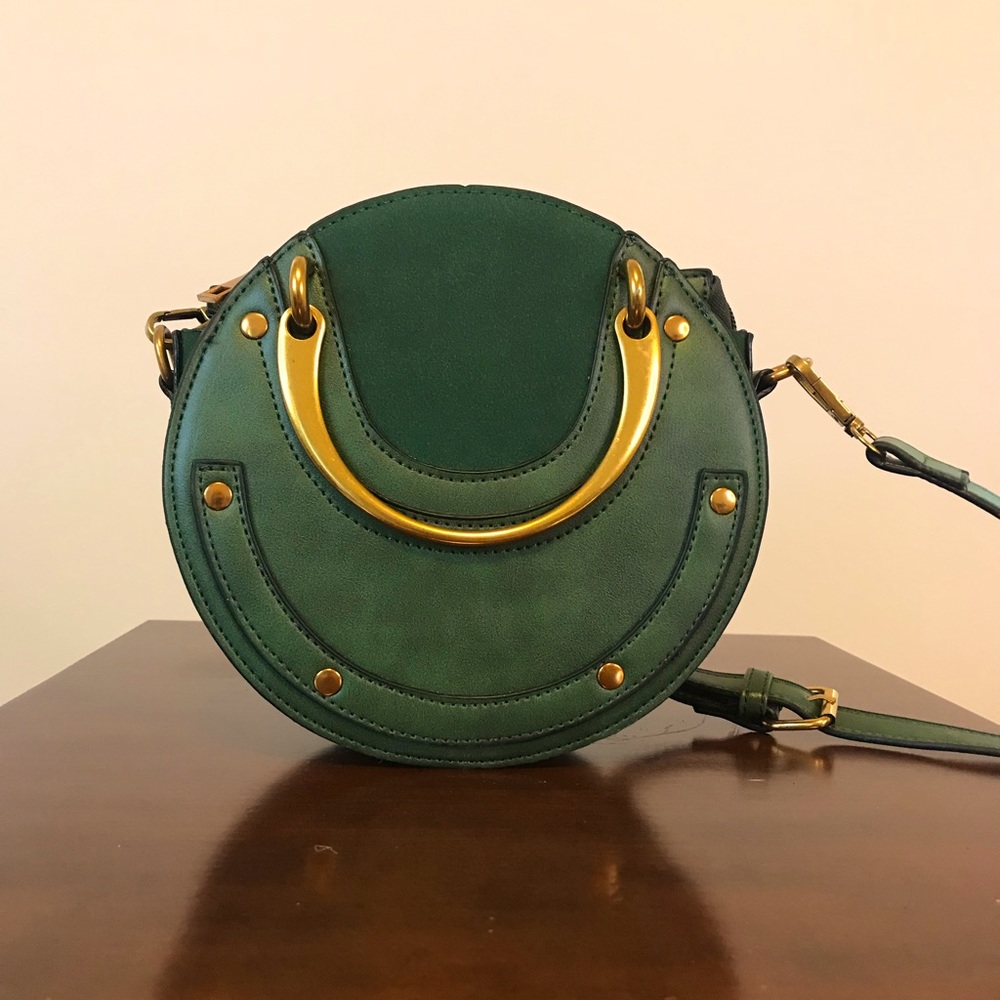 Circle Green and Gold Cross-body Purse